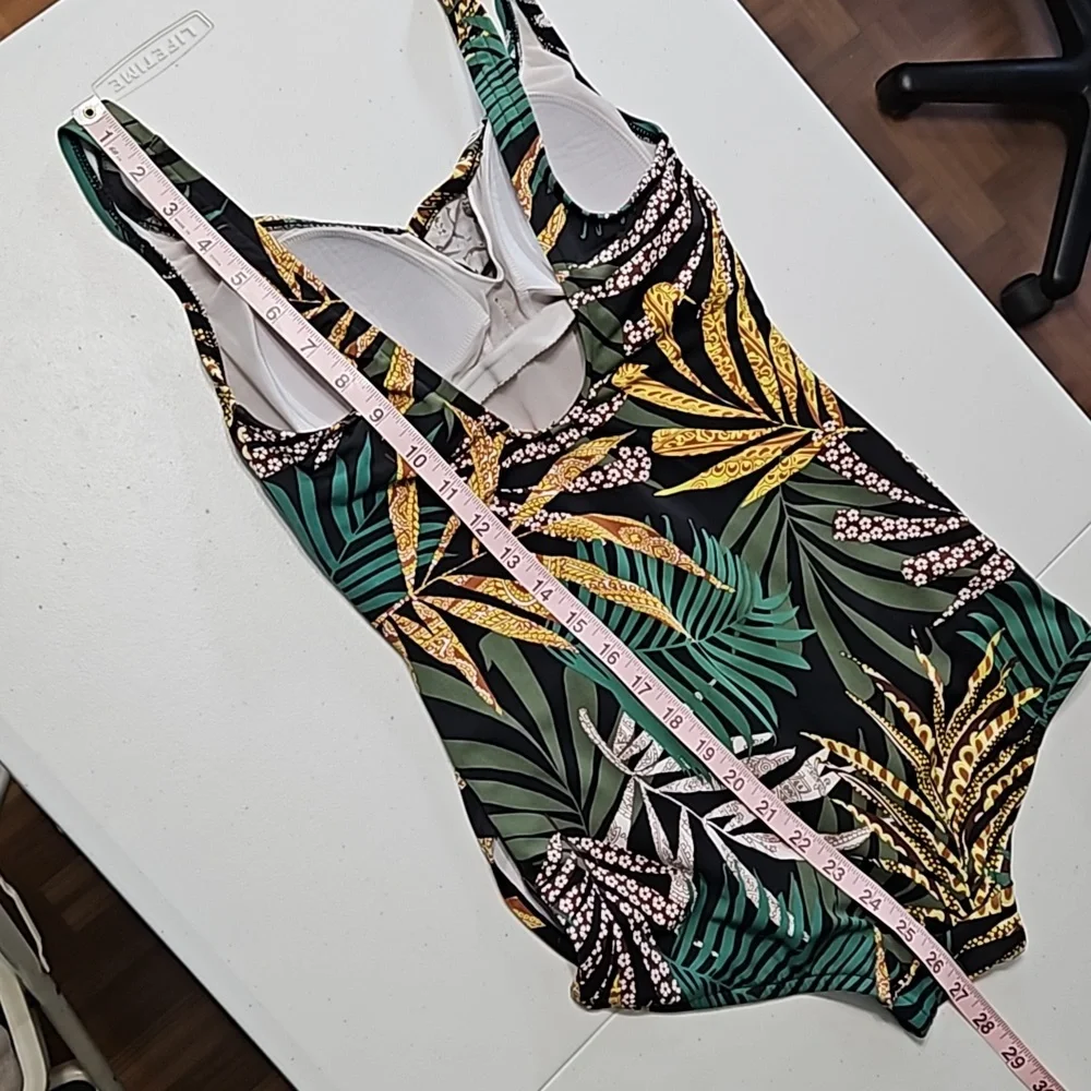 SWIM SUIT palm leaves one piece